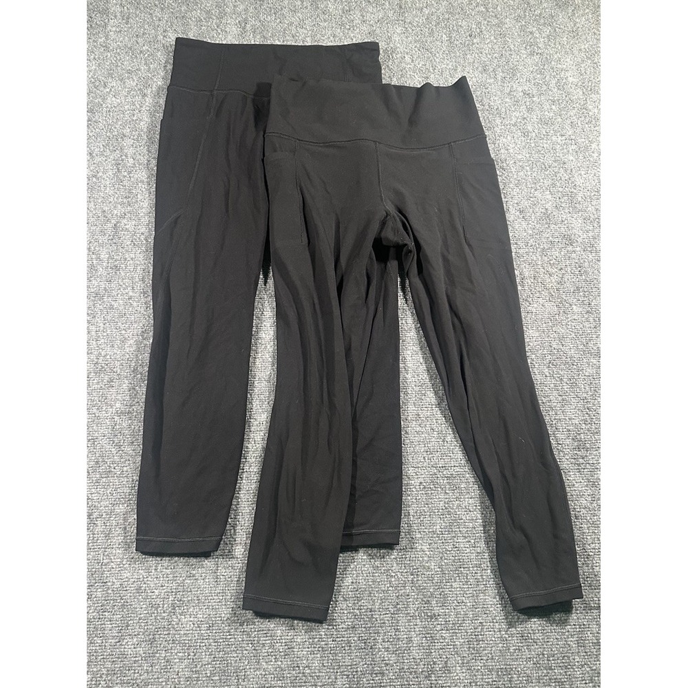 Lot Of 2 Athleta Womens Salutation Stash Pocket Leggings Black Medium 7/8